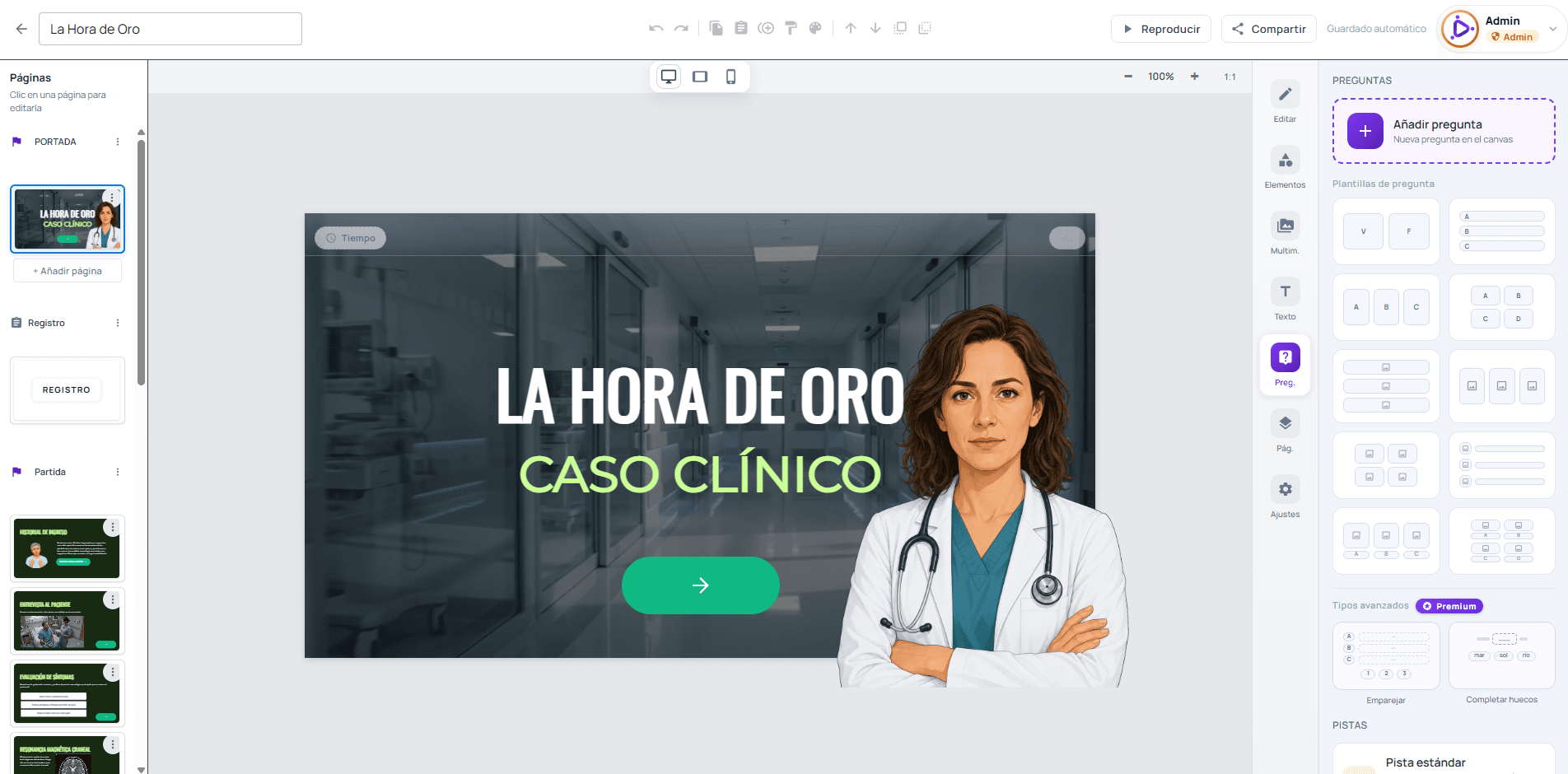 Editor visual de Evenely con una dinámica formativa
